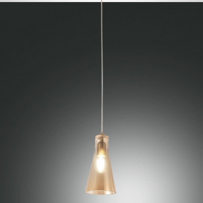 Fabas Luce - Classic Vintage - Dafne SP 1L - Suspension lamp in blown glass - Amber - LS-FL-3596-40-125