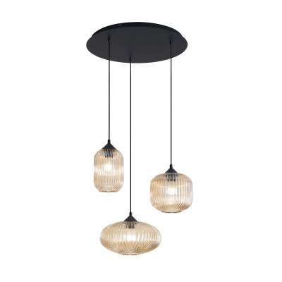 Fabas Luce - La Mia Luce - Nordal SP - Chandelier three diffusor - Amber/Black - LS-FL-3662-47-125