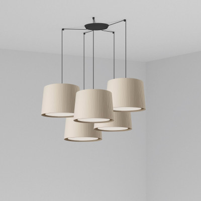 Faro - Indoor - Hotelerie - Samba SP 5L - Modern chandelier with five lights - Beige - LS-FR-64314-44-5L Faro - Indoor - Hotelerie - Samba SP 5L - Modern chandelier with five lights - Beige - LS-FR-64314-44-5L