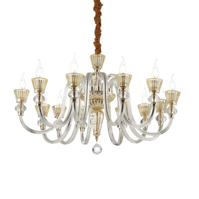 Ideal Lux - Chandelier - Strauss SP12 - Pendant lamp - Transparent light amber - LS-IL-140612