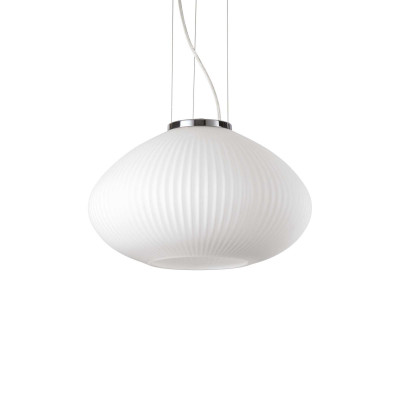 Ideal Lux - Essential - Plisse SP M - Suspension lamp in blown glass - Chrome - LS-IL-285184